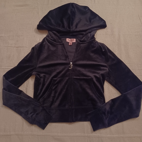 Juicy Couture Tops - Juicy Couture Black Velour Hoodie